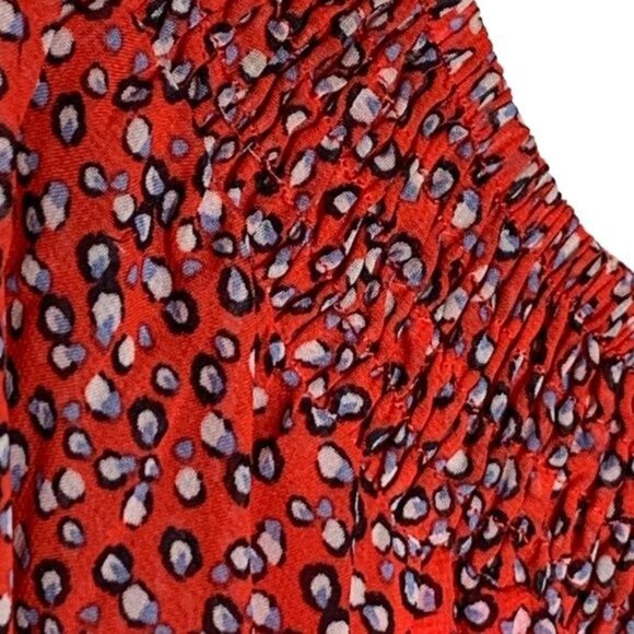 ECI Women’s XL Red Boho Peasant Sheath Dress Long Sleeve Casual Work - Picture 6 of 13